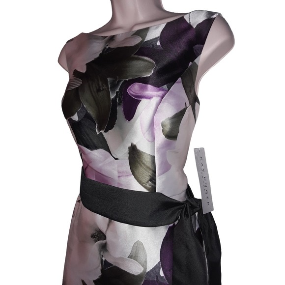 NWT Sz 6 Kay Unger New York Floral Printed Tea-Length Dress - Picture 2 of 10